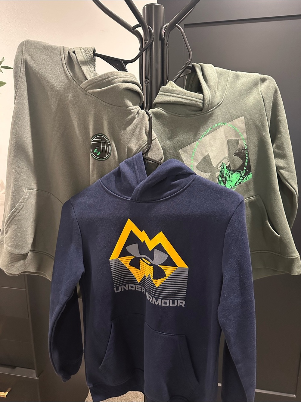 THREE Under Armour Kids Navy Hoodies (NEW! NWOT)
